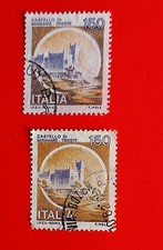 1980 bollo repubblica castelli d'italia 150 lire var. manca colore  nero