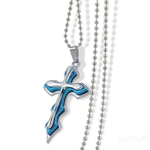 Collana con ciondolo - croce, blu