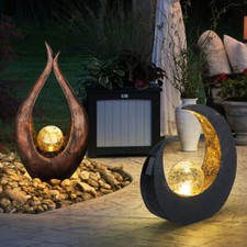 2 luci solari design LED nero marrone giardino sentiero pavimento lampade bronzo