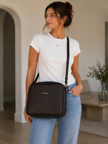 Borsa calvin klein marrone - calvin,