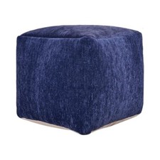 18 Blue Chenille Cube Pouf