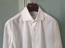 Loro Piana Camicia Uomo ML Cotone Oxford Slim Fit Collo Francese Bianca M – eu40
