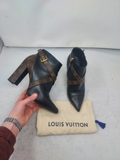 Louis Vuitton EU 38 US 8 stivaletto donna nero LV monogramma pelle tacco