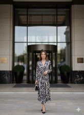 ABITO MIDI ZARA ECRU NERO