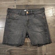 Pantaloncini Stradivarius donna 4 neri cut-off skinny vita media casual lavaggio scuro denim