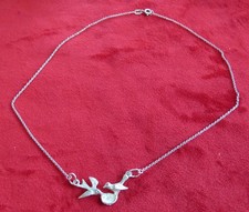 Collana In Argento Sterling 925 Due Rondini Con Nido