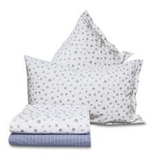 Completo Lenzuola PROVENZA Azzurro stile shabby provenzale 100% cotone Made in I