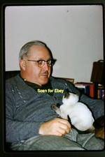 Uomo con gatto - , siamese