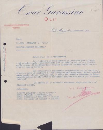 Porto maurizio 1924 lettera - porto,