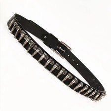 Cintura in vera pelle metallo