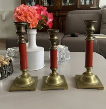 Tre Candelabri Antichi Ottone