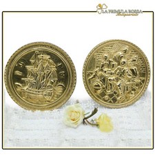 ANTICO PIATTO IN OTTONE DECORATIVO  DUE PIATTI VINTAGE DA PARETE VELIERO TAVERNA