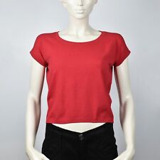 PennyPull MAX MARA Vintage Maglia Texturizzata Crop T-Shirt Top Manica Corta Rosso S M