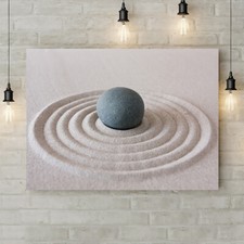 Zen Pebble Ripple Sand - Canvas Rolled Wall Art Print - Various sizes 