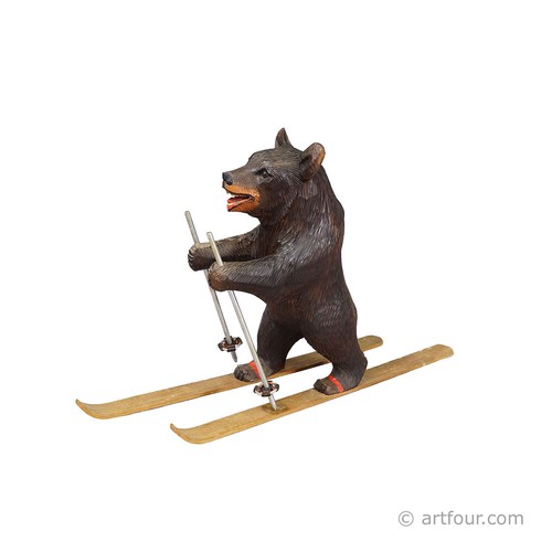 Antico orso sci intagliato - da,