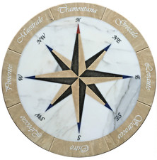 tavolo marmo carrara lucido rotondo intarsiato rosa dei venti Ø 65cm h 60cm 