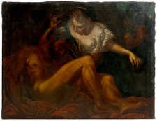 Pittore del XVII secolo, Sansone e Dalila, olio su tela, cm 74x98.