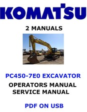 Komatsu PC450-7E0 Escavatore Idraulico Proprietari Servizio Operatori Manuale PDF