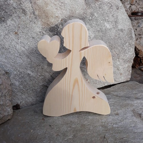 Angelo con cuore - angelo, legno