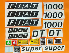 ADESIVI DECALCOMANIE "FIAT 1000 DT SUPER" CORNICE BIANCA X TRATTORI AGRICOLI