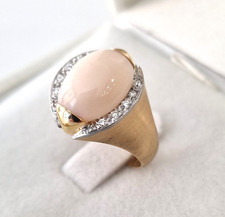 Anello Donna in oro giallo 18 kt anni 70 corallo rosa “pelle d’angelo" vintage