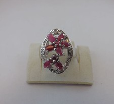 ANELLO ARGENTO CON RUBINI E ZIRCONI  SILVER RING WITH  RUBYS AND ZYRCONIA