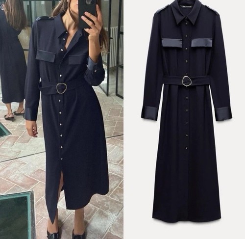 Abito camicia zara blu maniche - blu,