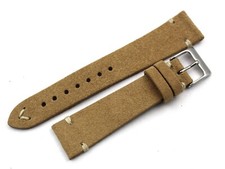 Cinturino Orologi Pelle Scamosciata Beige Varie Misure Fibbia Ardiglione Acciaio