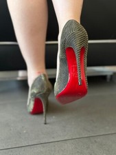 Christian Louboutin  "So Kate" Décolleté 12cm N°37 Trama catena lurex Oro e Nero