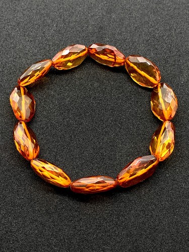 Amber bracelet hand carved - amber,