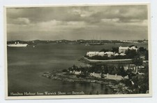 Hamilton Harbour from Warwick Shore Bermuda Vintage Real Photograph Postcard B3