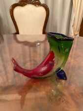 Fulvio Bianconi per Venini Vaso Pesce Saltatore in Vetro di Murano 1993 Firmato