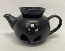 Bruciatore di oli essenziali in ceramica a forma di teiera nera 9x11 cm arredo