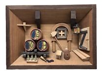 Vintage MCM tedesco 3D diorama scatola ombra arte popolare cantina tini o wine bar taverna