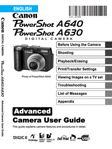 Canon powershot a630 - a630, a640