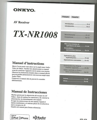 Onkyo nr1008 manuale - onkyo, d'uso