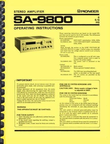 Pioneer 9800 amplificatore - sa-9800,