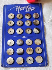 Placca Lotto 24 Bottoni Antichi Vintage IN Madreperla Grigio Su Placca 1,7 CM