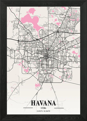 Havana neapolitan map framed - neapolitan,