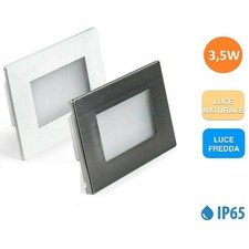 SEGNAPASSO ESTERNO A LED FARETTO 3,5W INCASSO PER CASSETTA 503 IP65 230V LUCE