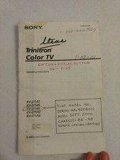 TV SONY TRINITRON COLOR - MANUALE D'USO - SERIE KV -VINTAGE/ORIGINALE