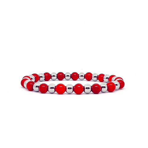 Bracciale rosso argento - bracciale, e