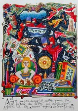 Entriamo felici in un nuovo sogno colorato (bianco) Francesco Musante SERIGRAFIA