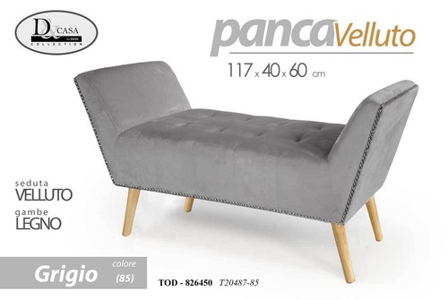 Panca velluto grigio classica - panca,
