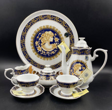 SET SERVIZIO TET A TET CAFFè tè VENETIAN LAGOON TEIERA VASSOIO CAMEO ORO