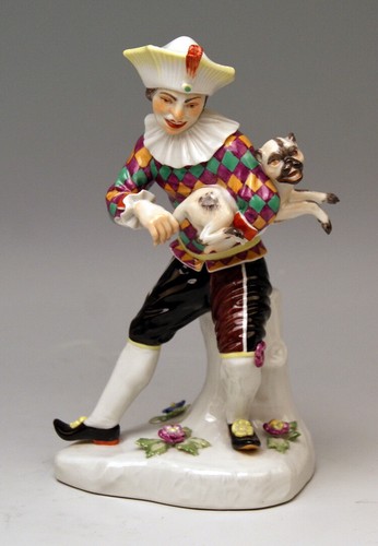 Meissen figura harlequin con - figura,