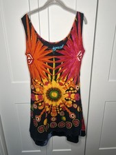 Abito donna Desigual multicolore boho vibrante paillettes taglie forti XXL
