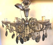 Antico lampadario a gocce con sfumatura a fumé – anni 40/50.