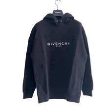 Felpa con cappuccio Givenchy nera invecchiata logo sfocato | Taglia M FW20 $1390