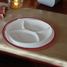 Vassoio da portata per snack, cena, rotondo porcellana bianco supporto metallo, 30 cm